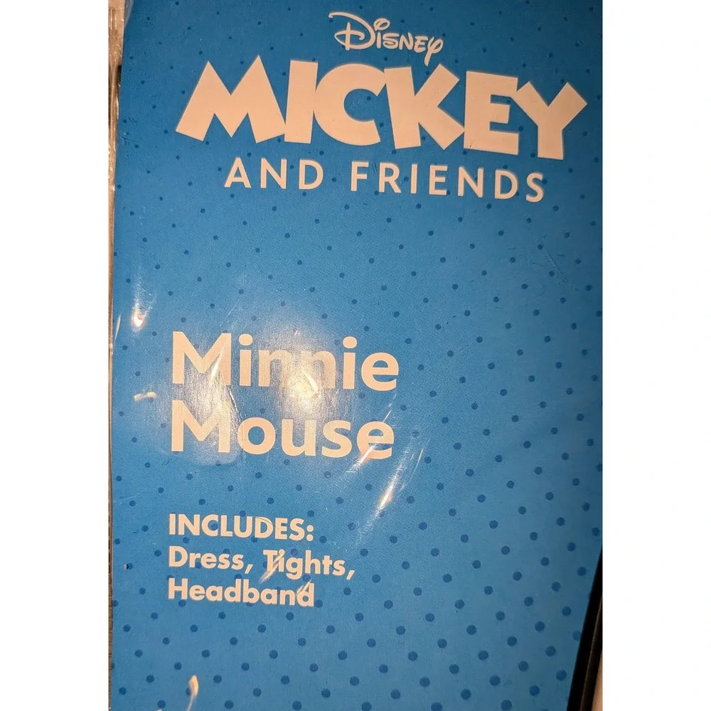 Disney Minnie Mouse Infant Costume Set Dress Tights‎ Headband 18-24 Months NEW